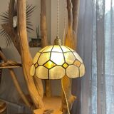 Vintage mother-of-pearl and vintage brass pendant light 1970