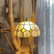 Vintage mother-of-pearl and vintage brass pendant light 1970
