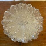 Antique Wall Lamp Ceiling Light Molded Glass + Vintage Black Metal Bracket