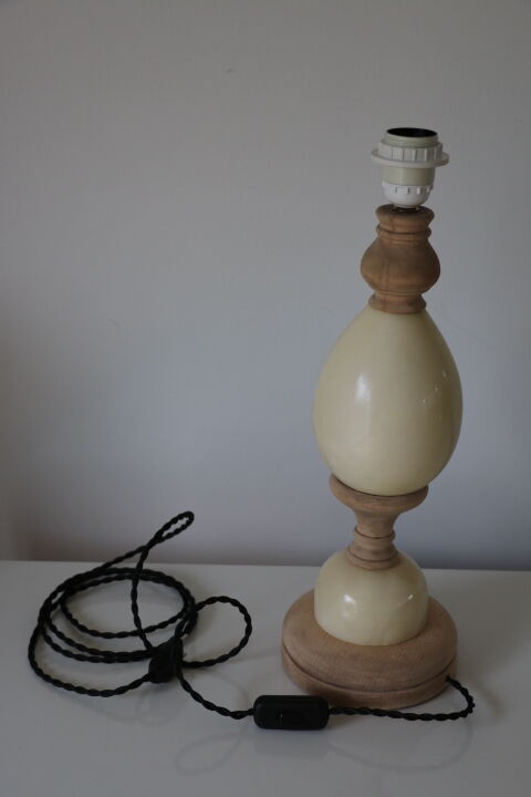 Marble and wood lamp base 400mm (without shade)