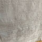 Nappe ancienne  blanche damassée