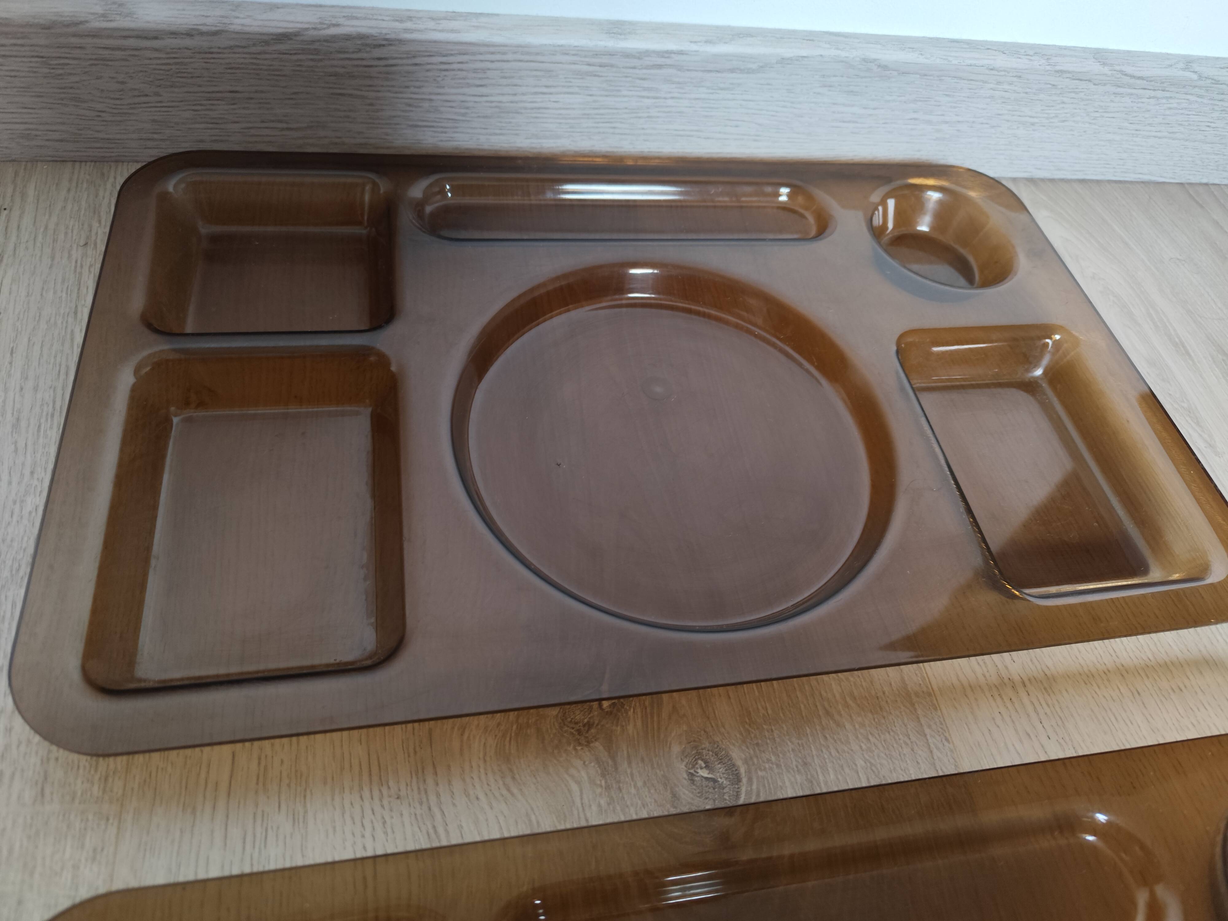 Set of vintage brown plexiglass TV trays from Italy, designed by Guzzini
