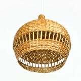 1960s scandinavian ceiling lamp with wicker shade, Denmark