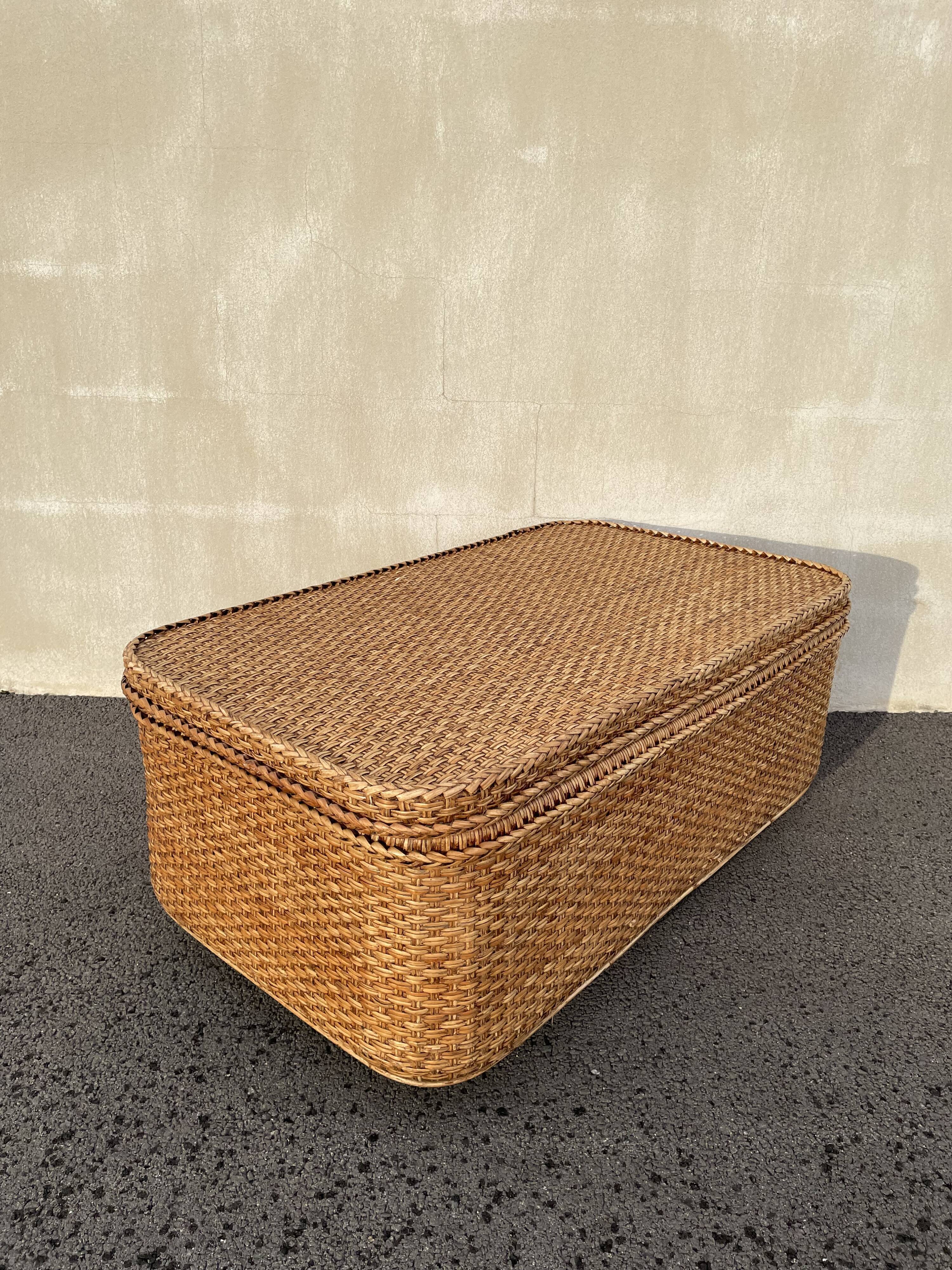 Coffee table braided rattan chest