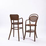 Ensemble ancien de chaises pour enfants en osier et bois courbé Michael Thonet, 2