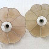 2 "flower" suspensions in vintage 1970s natural fibre.