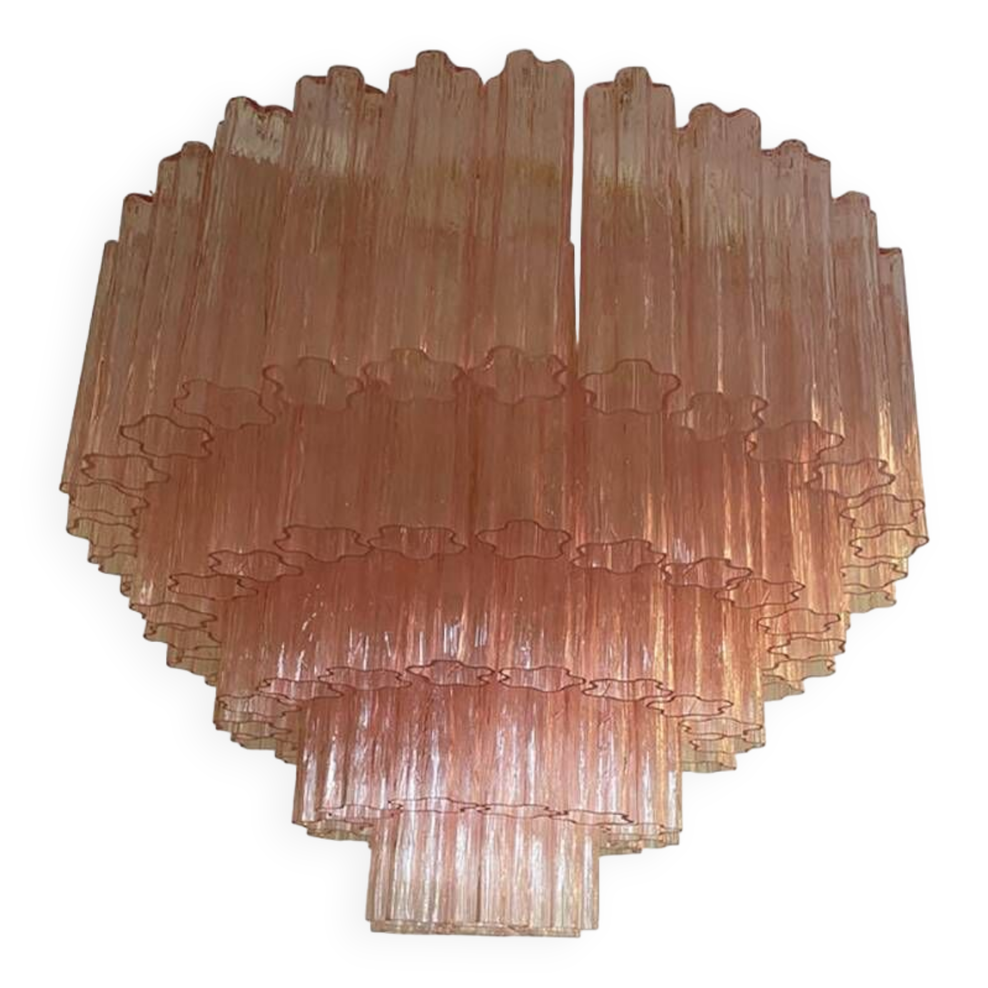 Lustre en verre de Murano rose « Tronchi »