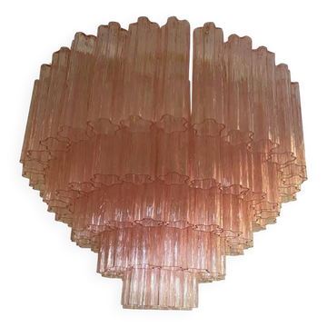 Lustre en verre de Murano rose « Tronchi »
