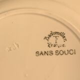 5 flat art deco plates signed Badonviller, Sans Souci model