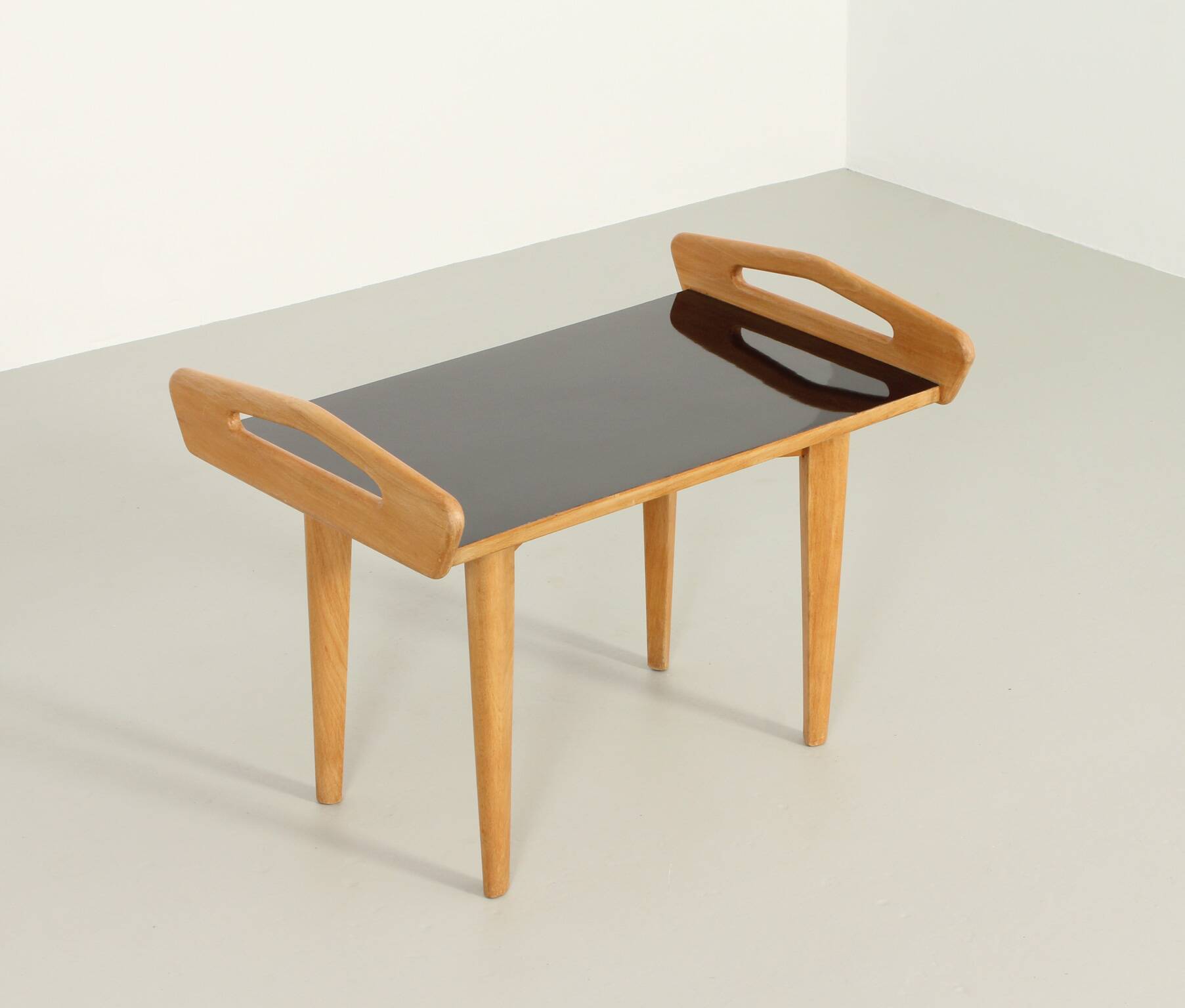 French side table in oak with large handles, 1950s.