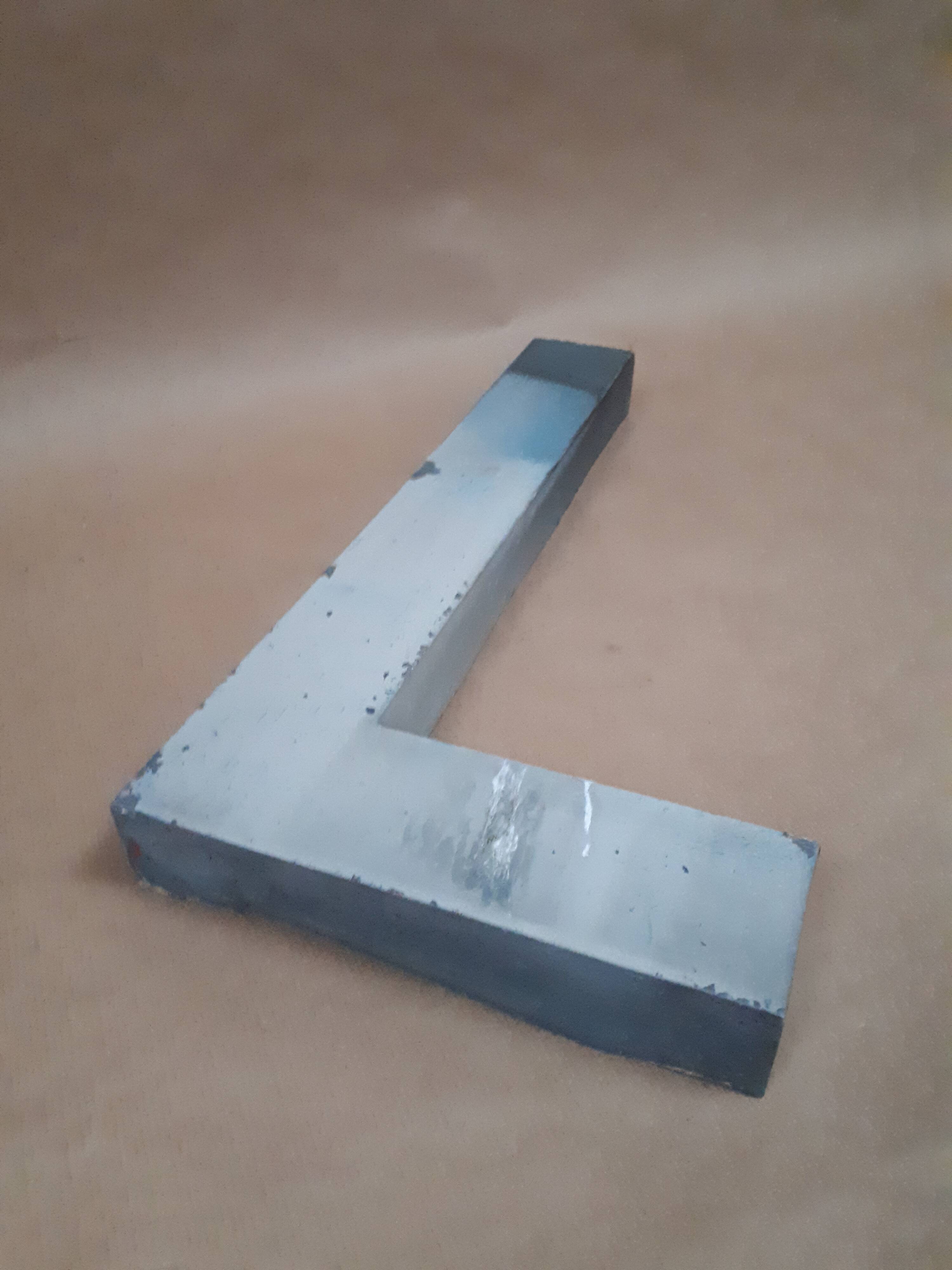 sign letter L metal zinc vintage 1950 1960