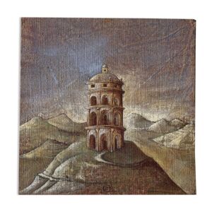 Huile sur toile paysage a l'antique