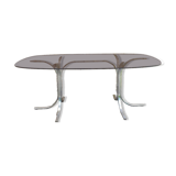Table à manger en verre et métal chromé