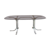 Glass and chrome metal dining table