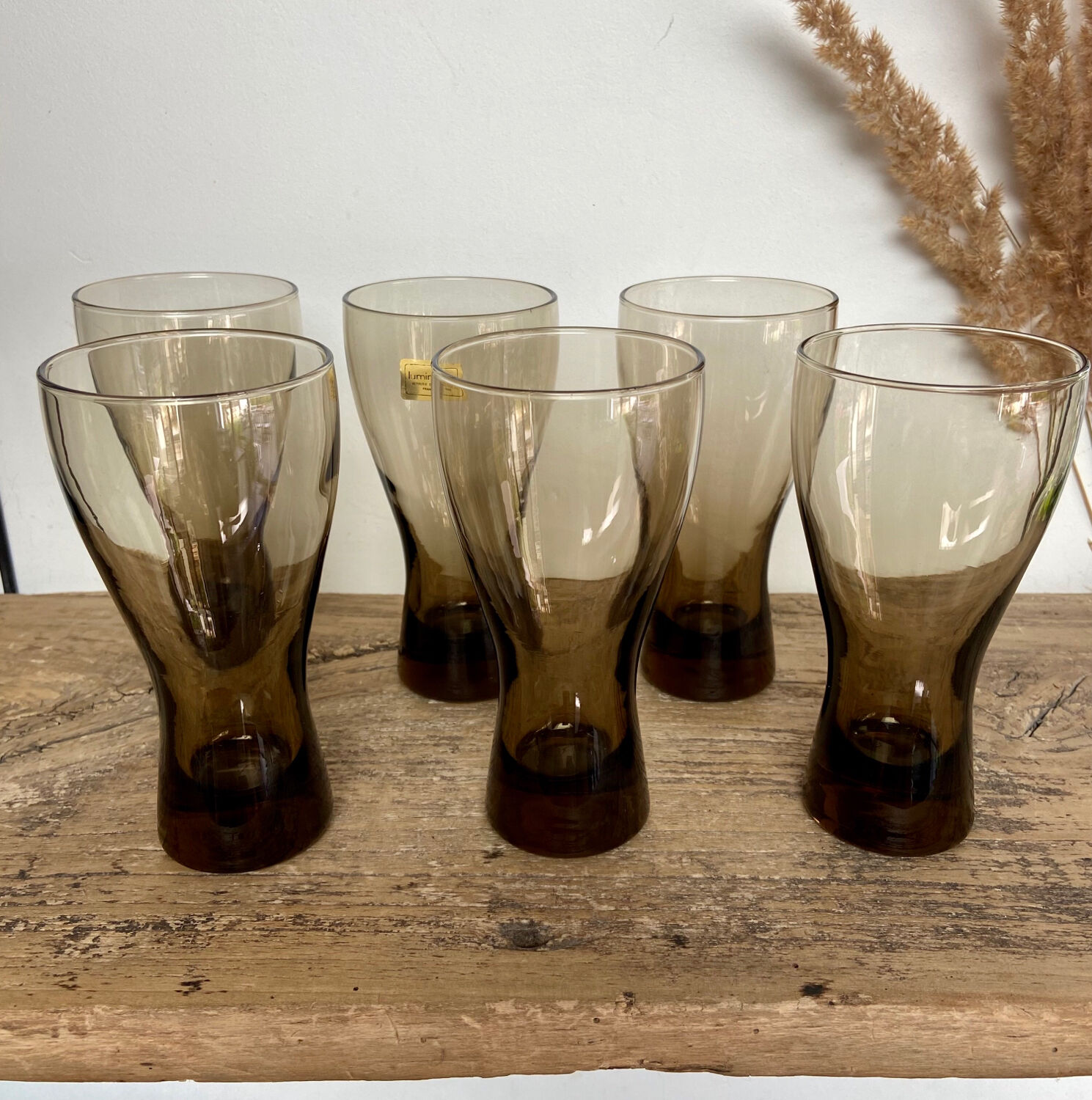 6 LUMINARC smoked glasses