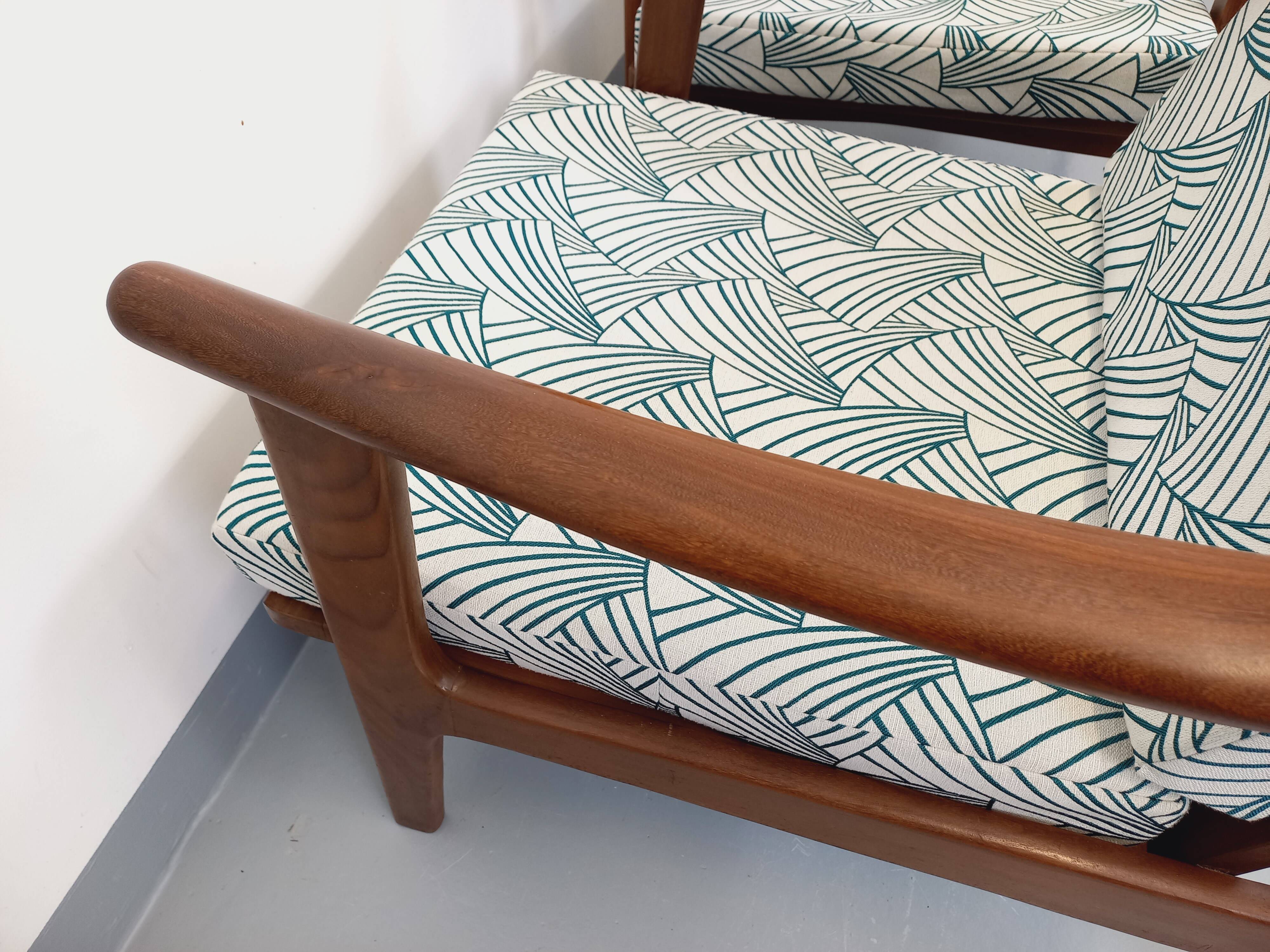 Pair of vintage Scandinavian Arne Wahl Iversen armchairs for Komfort teak