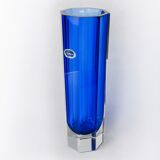 Blue XL Sommerso vase by seguso, faceted glass, murano, italy, 1970