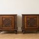 Pair of antique carved wooden bedside tables