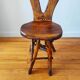 Vintage solid wood chair, popular art, brutalist style, 1950s, heart-shaped backrest.