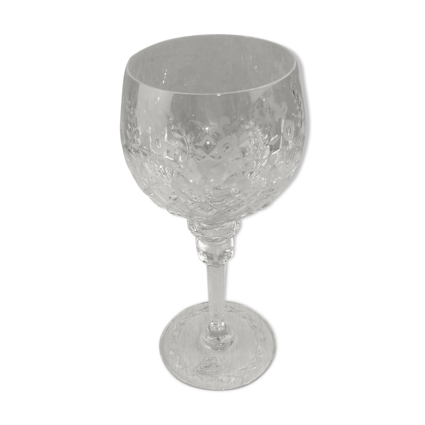 Former cut, engraved crystal wine glass, Rogaska Gallia, Slovenia