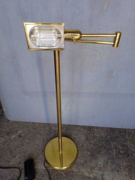 reading floor lamp in golden brass vintage design ep 1970