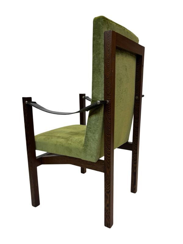 Fauteuil vintage design wengé massif accoudoirs cuir design années 60