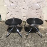Pair of plexiglass chairs and 4 chrome legs