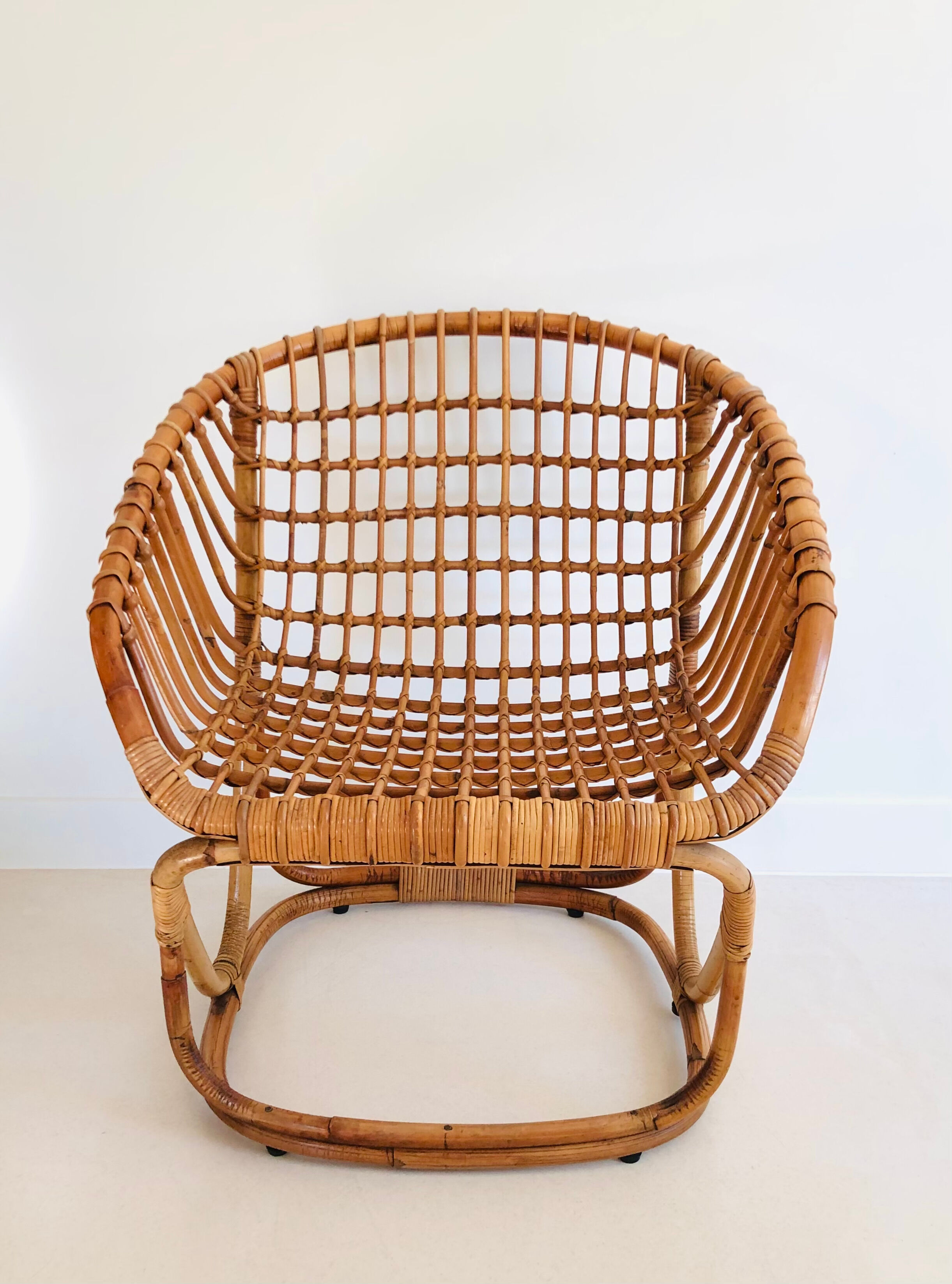 Rattan armchair by Tito Agnoli for Pierantonio Bonacina, Italy 1958