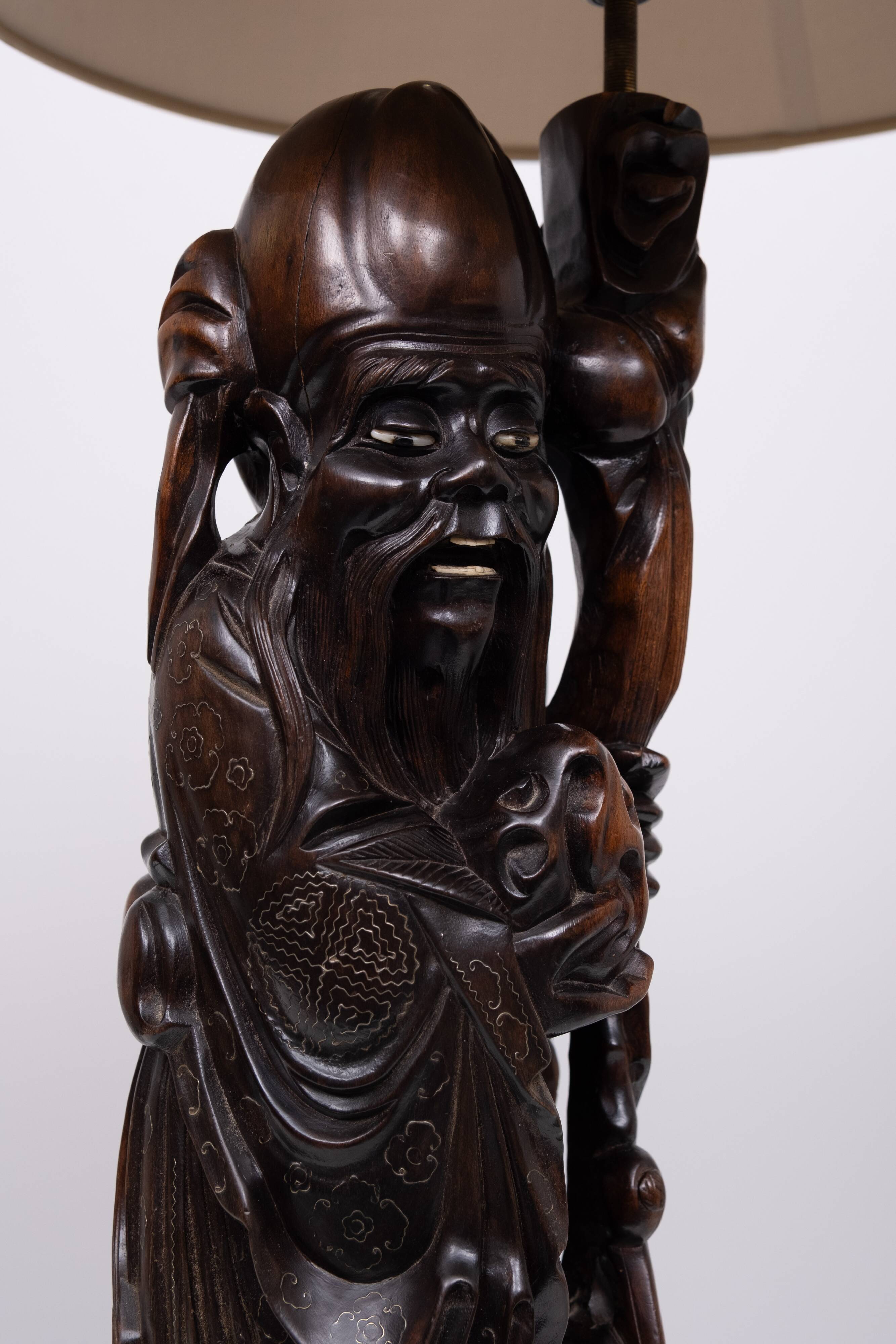 Table lamp Rosewood - Shoulao - God of Longevity Prosperety - China