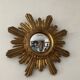 Vintage Witch Eye Mirror in Gilded Wood and Domed Glass