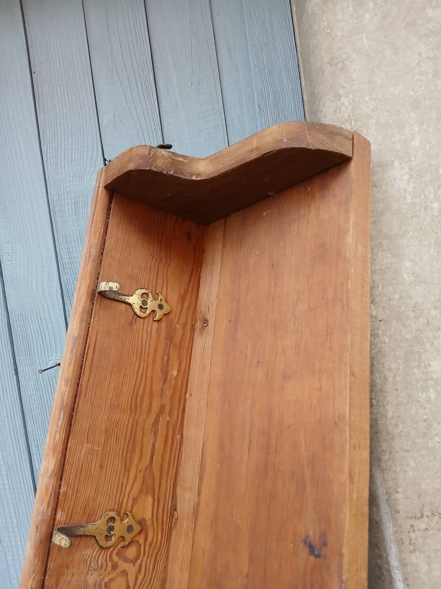 Very large antique wooden shelf/pot rack
