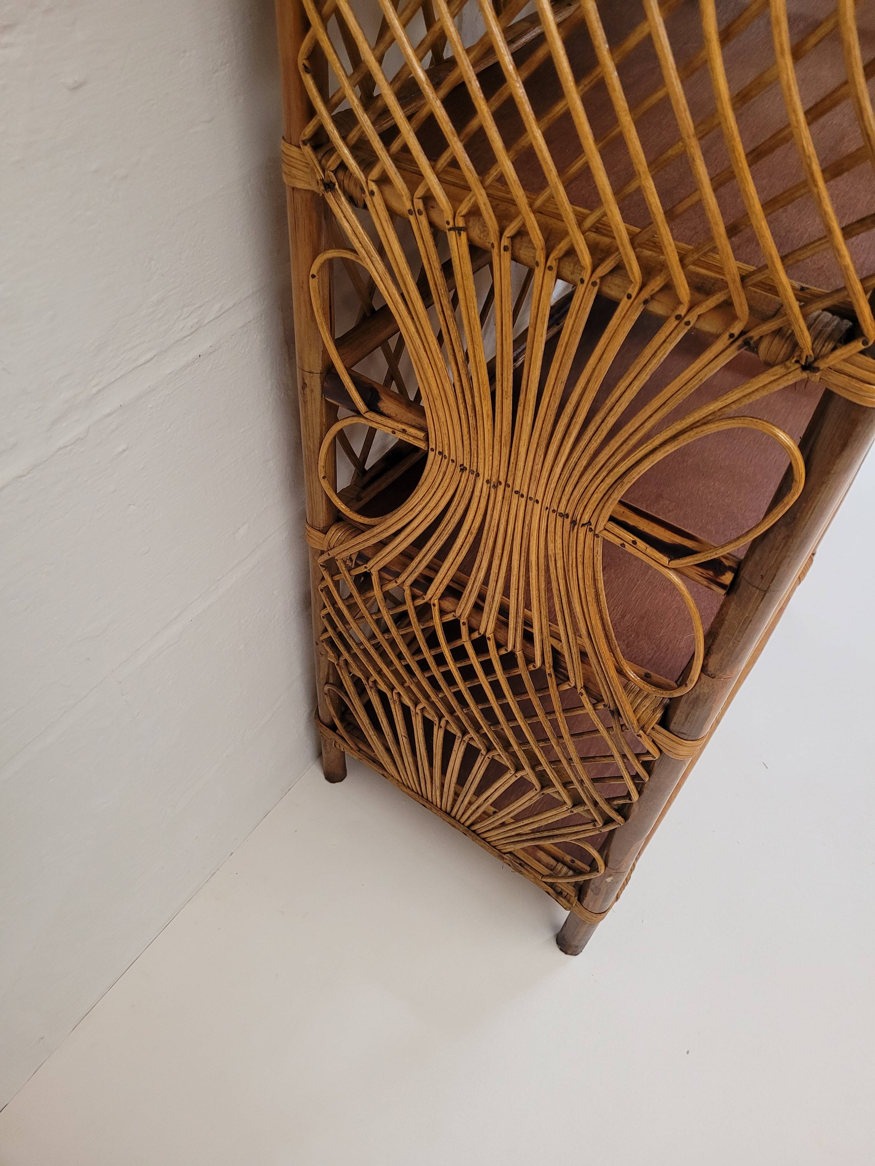 Vintage rattan bookcase shelf