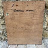 Antique painting – Bouquet of flowers on a patinated green background – signed