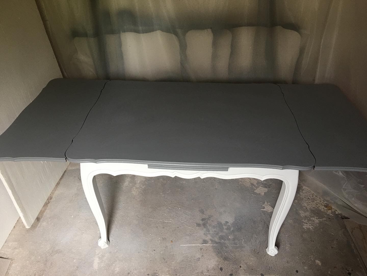 Dining table restyled gray and cream