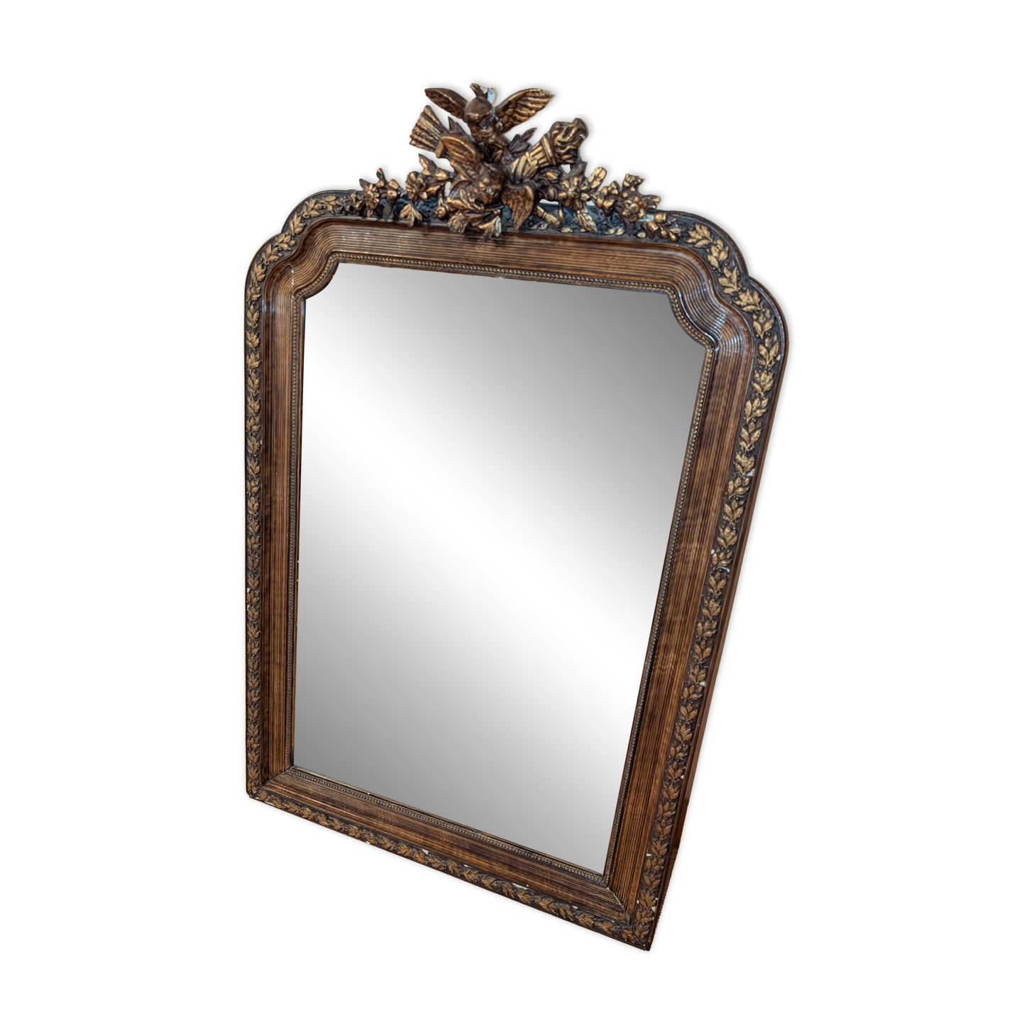 Large Louis-Philippe mirror with sculpted pediment - 119 x 77 cm