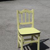 Formica and yellow wood chair