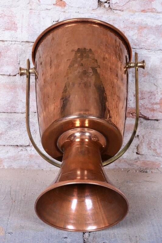 Art Deco Standing Champagne Cooler in Brass and Copper, France, 1920s