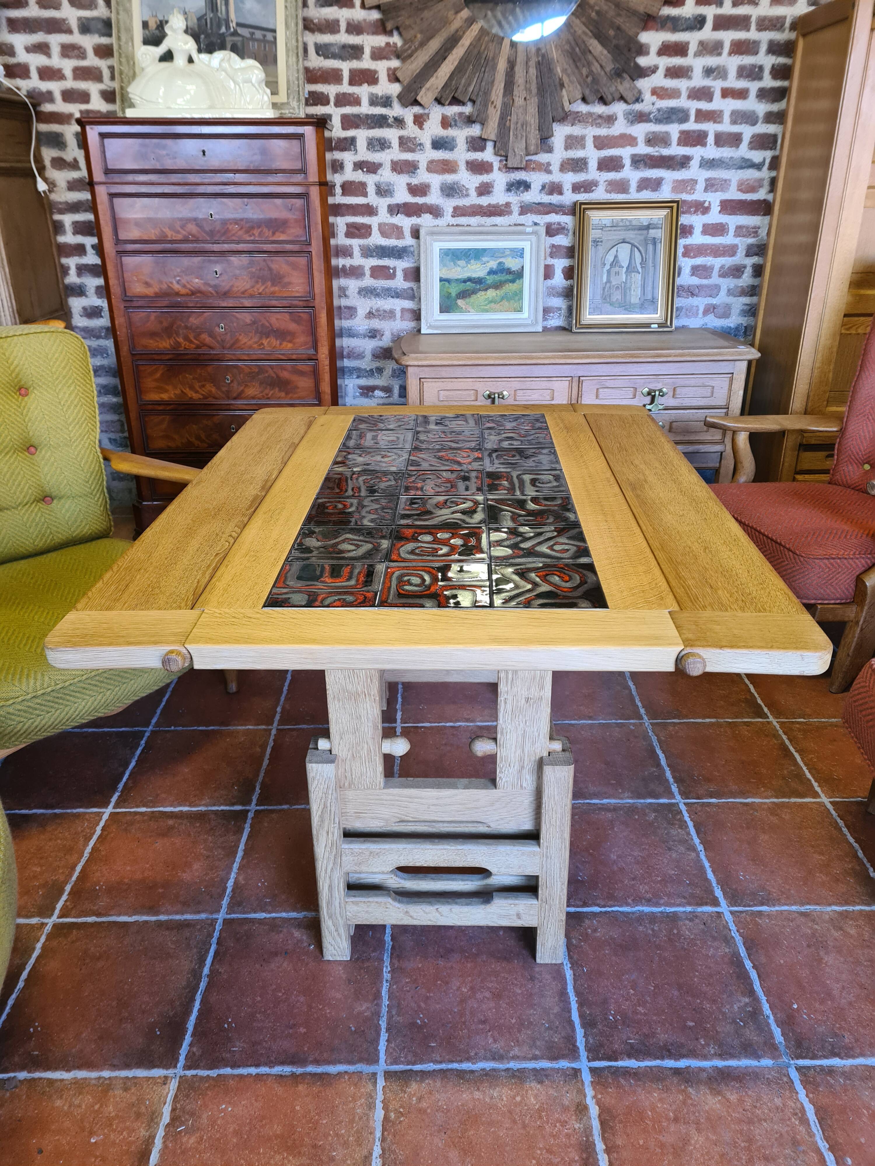 vintage modular table in oak GILLERME and CHAMBRON