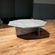 Octagonal coffee table in travertine