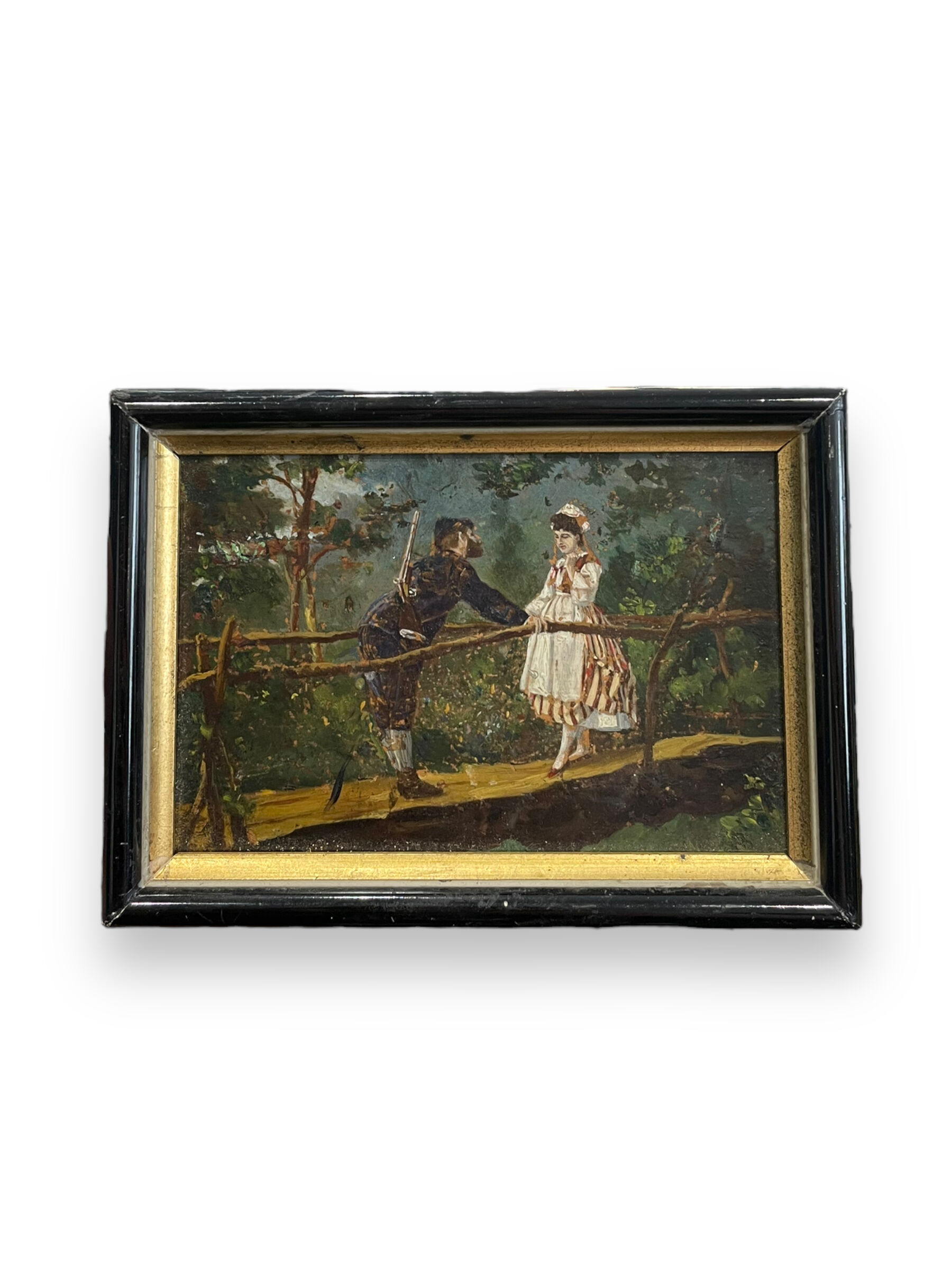 Oil on panel XIXth gallant scene