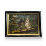 Oil on panel XIXth gallant scene