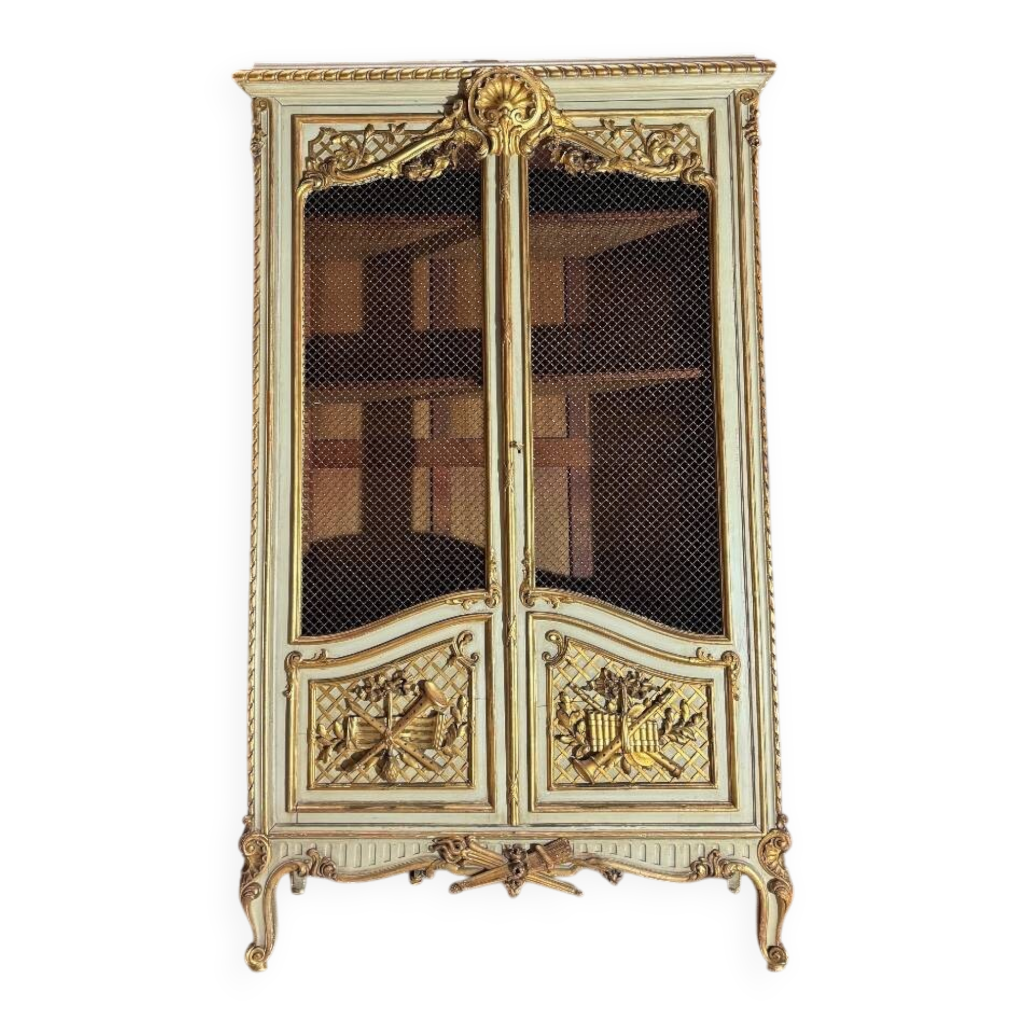 Bookcase in gilded wood and restored wood from the Napoleonic III period.