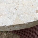 Asymmetrical coffee table design 80s in Mactan stones, travertine by Magnussen Ponte.