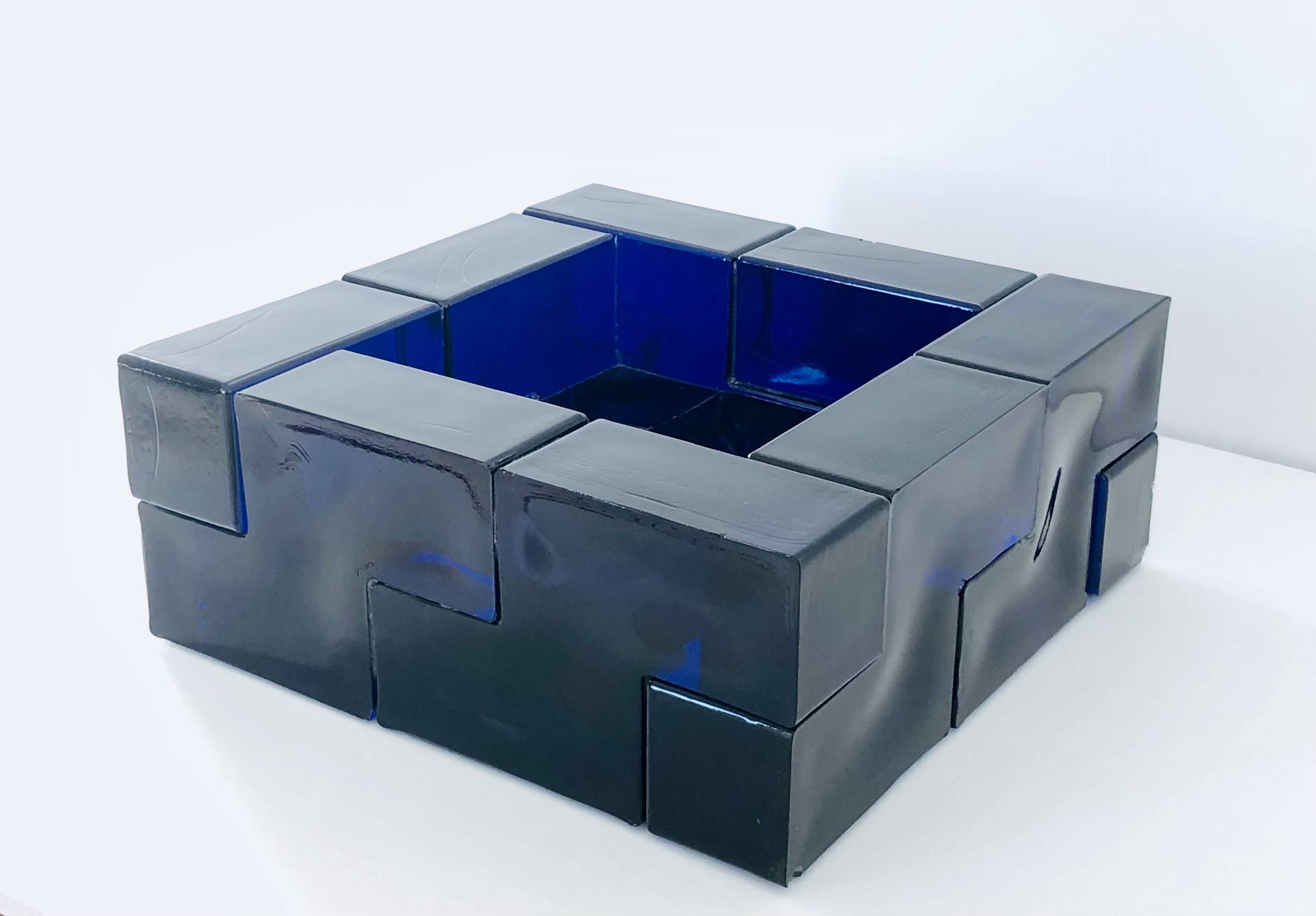 Blue Murano glass centerpiece, Italy 1960s