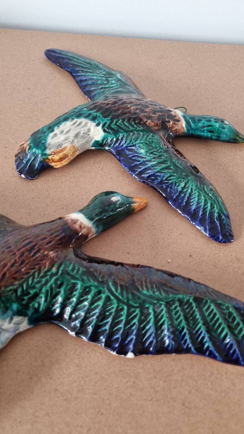 Pair of slip-cast ducks