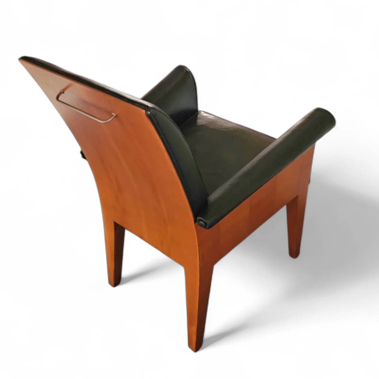 Paramount chair by Philippe Starck / black leather for Driade / 1989