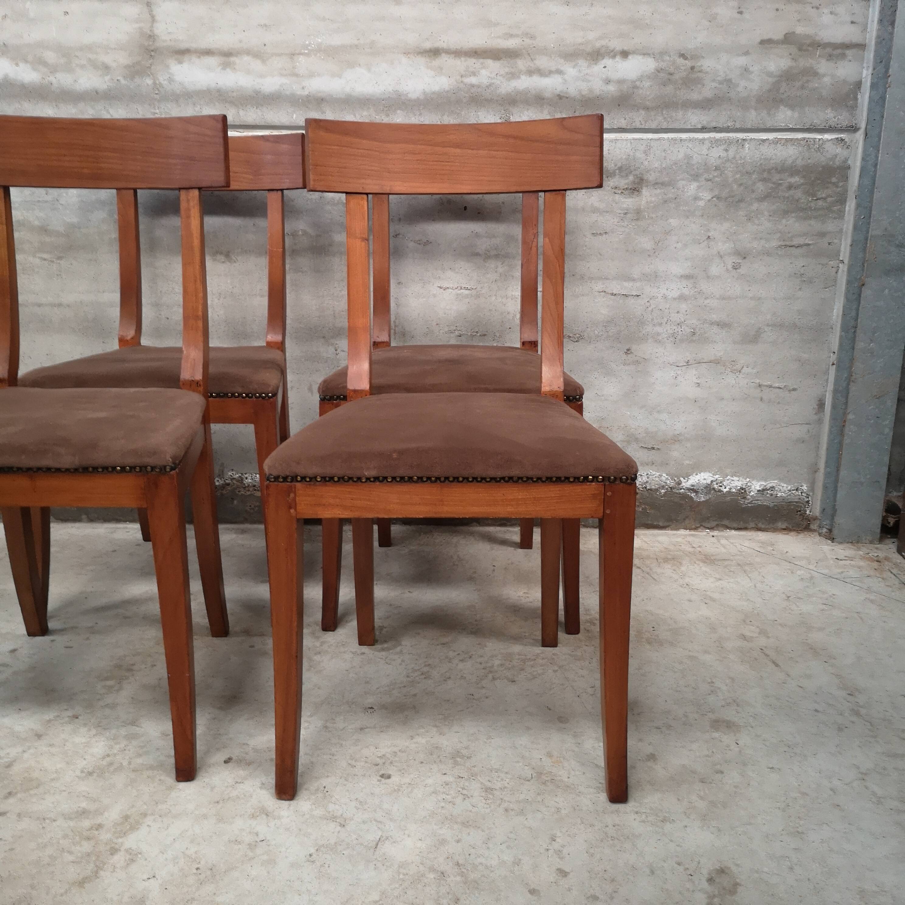 4 Directoire period cherry wood chairs