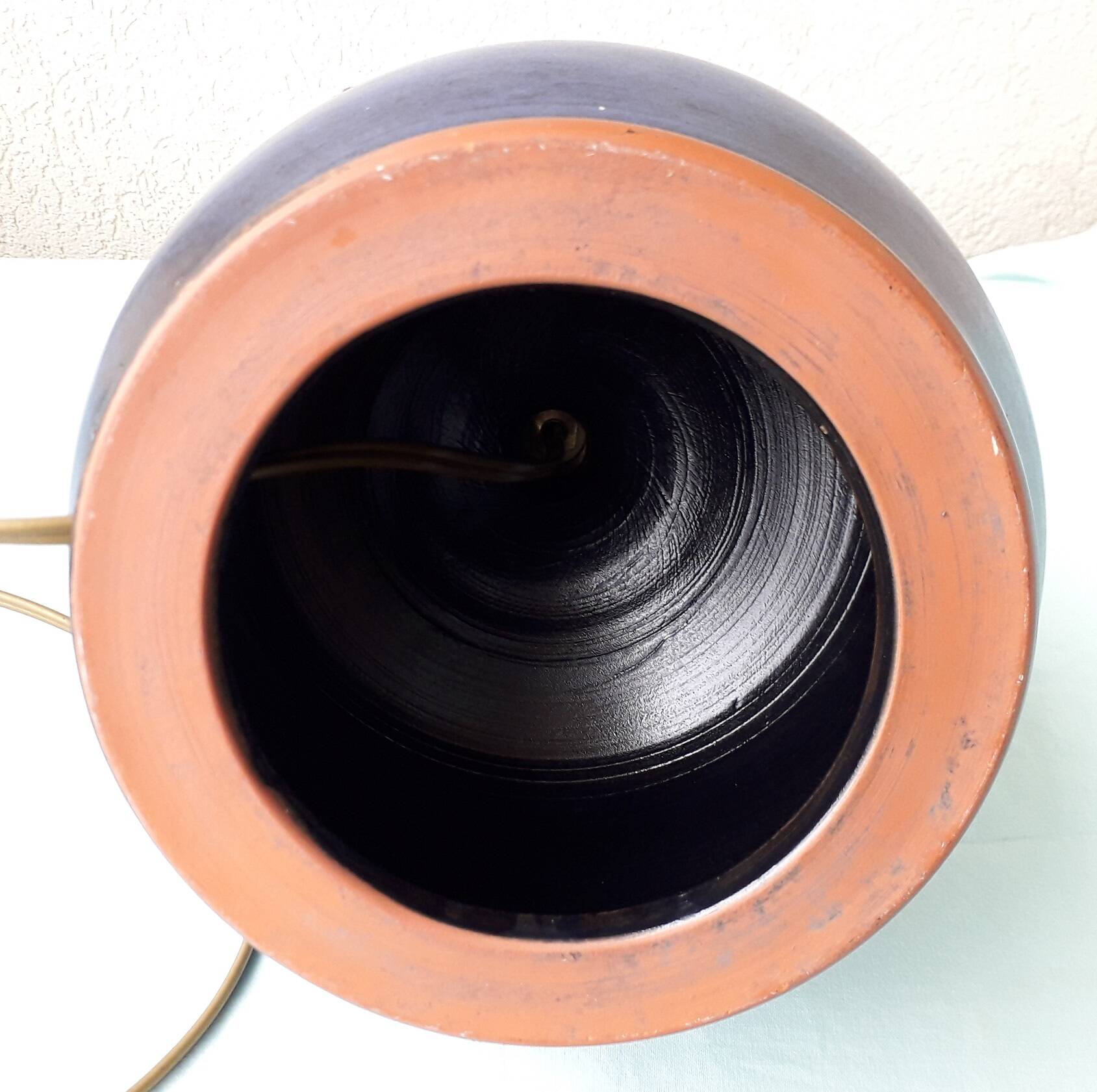 Blue ceramic lamp base Ludovic