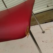 2 chairs in red skaï metal struxture 70s