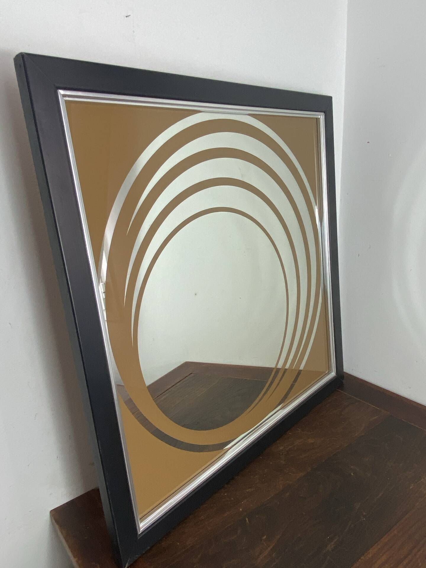 Grand miroir  Op Art, années 70,  Made in England